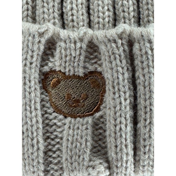 Annie & Charles Kids Knit Beanie Hat with Embroidered Bear Applique snow cold - Picture 2 of 6
